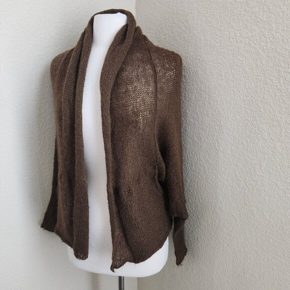 Wooden Ships Open Cardigan Shrug Sweater Women’s Size S/M Wool Mohair Brown - Picture 12 of 12